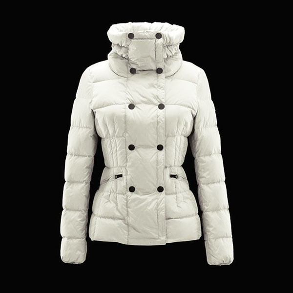 Moncler Donna Giù cappotto doppio petto d'Avorio Presa M1049